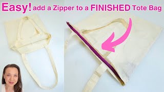 How to add a Zipper to a Finished Tote Bag  Easy DIY [upl. by Almallah]