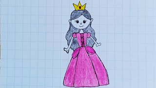 How to draw a Princess in 5 MINUTES for KIDS EASY [upl. by Ranita524]