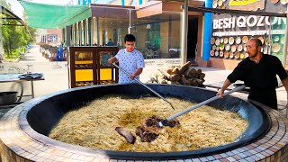 UZBEKISTAN I COOK PILAF IN THE PILAF CENTER IN TASHKENT [upl. by Ettegdirb]