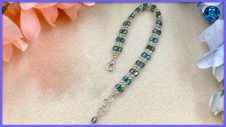 Easy Crystal Herringbone Bracelet Tutorial [upl. by Odlabso58]