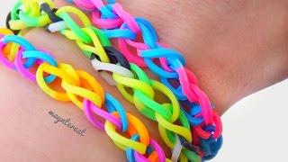 PULSERA DE GOMITAS SIMPLE con telar Rainbow loom [upl. by Fotina517]