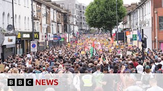 Antiracism protests take place across England after violent unrest  BBC News [upl. by Onaivatco954]