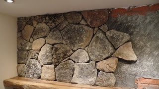 Natural Stone Veneer Installation Fireplace [upl. by Ylecara]