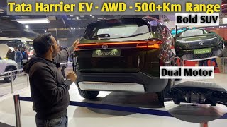 Tata Harrier EV with AWD 500KM Range best in class Safety  Tata Harrier Ev All Detail Motorzone [upl. by Nirret]