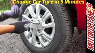 Change tyre in 5 minutes  5 मिनट में टायर बदलें  Without getting tired  Motor Octane [upl. by Immac389]