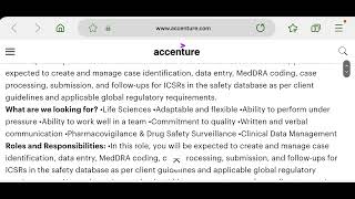 Accenture Hiring Fresher Pharmacovigilance  Pharmacovigilance Services New Associate [upl. by Yasmin879]