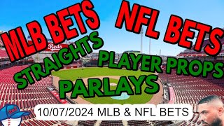 MLB amp NFL Picks Today 1072024  FREE MLB amp NFL Best Bets Straights Player Props And Parlays [upl. by Ahsinev]