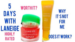 Laneige Watermelon Pop and Mango lip balm highly rated products  my experience and thoughts [upl. by Analos]