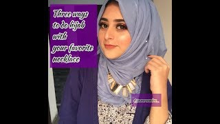 3 ways to do hijab style with your favorite necklace  Samra Mirr [upl. by Fowkes614]