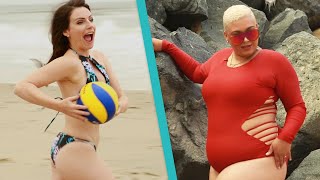 Women Try Amazon Swimsuits At The Beach [upl. by Ainocal703]