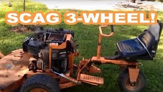 SCAG 3WHEEL 61quot COMMERCIAL LAWN MOWER demo  walk around Kohler 22hp oil cooled Turf Tiger [upl. by Adamski]