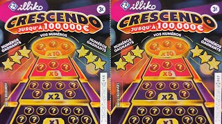 UN CARNET DE CRESCENDO  NOUVEAU JEU À GRATTER FDJ  GRATTAGE DE 50 TICKETS [upl. by Goulette]