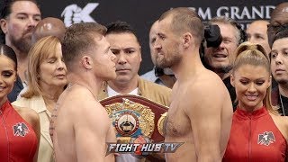 CANELO ALVAREZ VS SERGEY KOVALEV  FULL FACE TO FACE  WEIGH IN  LAS VEGAS [upl. by Rossie399]