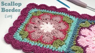 Scalloped Border Crochet  And How to Adapt Scallops to Fit Corners [upl. by Hceicjow]