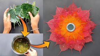 Skeleton leaves wall hanging craft  How to make leaves net skeleton  पीपल के पत्तो की जाली बनाये [upl. by Relyhcs]