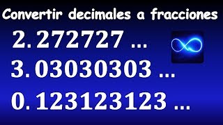 15 Cómo convertir decimales periódicos puros en fracción Respuesta de video 14 [upl. by Mamie]