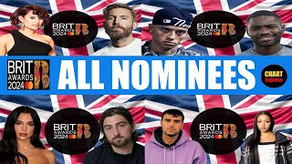 BRIT AWARDS 2024  ALL NOMINEES  44th Brit Awards  March 02 2024  ChartExpress [upl. by Ecirtnas936]