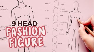 how to draw the fashion figure template or block  9 heads technique for beginners [upl. by Nosyaj180]