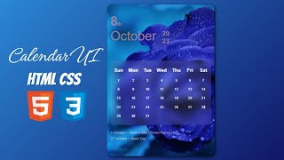 Creating Awesome Calendar 📆 UI  Calendar HTML CSS  CardCraft HTML CSS and JavaScript [upl. by Kyle456]