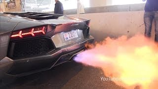 Lamborghini Aventador SHOOT BIG FLAMES  Loud Revs [upl. by Ettevahs]