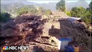 Video shows aftermath of Nepal earthquake that killed dozens [upl. by Suoivatnod362]