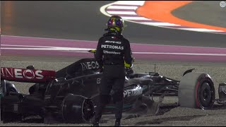 Disaster for Mercedes as Lewis Hamilton collision with George Russell at F1 Qatar GP [upl. by Mylo]