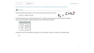 Aleks Calculating an equilibrium constant from a heterogeneous equilibrium composition [upl. by Streeto]