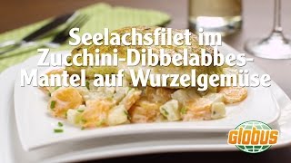 Kochen mit Globus  Seelachsfilet im Zucchini Dibbelabbes Mantel auf Wurzelgemüse [upl. by Baram]