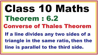 Theorem62 Converse of Thales Theorem Chapter6 Triangles  Ncert Maths Class 10  Cbse [upl. by Noemi]