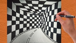 How To Draw 3d Tunnel Drawing  Optical illusion  Step By Step 3d Drawing  3d illusion  3d Art [upl. by Zalucki672]