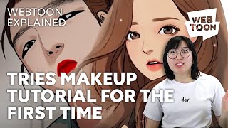 TRYING FIRST EVER MAKEUP TUTORIAL  True Beauty Explained  WEBTOON [upl. by Ellinnet124]