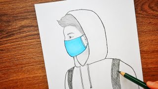 KOLAY MASKELİ ERKEK ÇİZİMİ KARAKALEM  How to draw mask man easy tutorial [upl. by Werda]