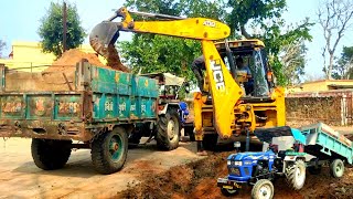 Massey 241amp1035 Tractor Trolley for Loading Mud Jcb 3Dx Xpert Backhoe Machine  jcb tractor video [upl. by Ssidnac]