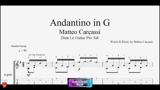 Andantino in G by Matteo Carcassi with Guitar Tutorial FREE TABs [upl. by Pilif]