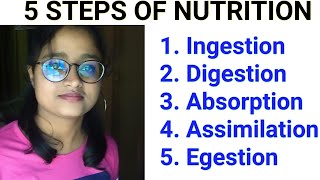 Steps of nutrition IngestionDigestionAbsorption AssimilationEgestion Part9 [upl. by Macri]