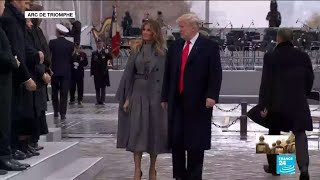 Centenaire de lArmistice de 1918  Arrivée de Donald et Mélania Trump à lArc de Triomphe [upl. by Atoiyanap270]