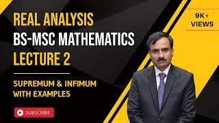 Real Analysis Lecture 2  Supremum and Infimum  Real Analysis BS  MSc Mathematics Lectures [upl. by Eilema]