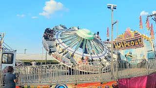 Wipeout Carnival Ride Swyears Amusements Greene County Fair 2023 [upl. by Ennairej]