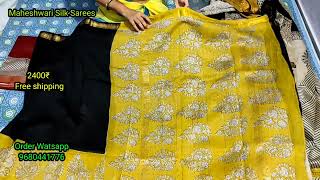 Maheshwari Silk sarees new collection॥ Hand Block Print Saree ॥ 5 June 2024 [upl. by Rhyne]