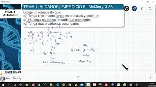 TEMA 1 ALCANOS  EJERCICIO 5 CARBONOS PRIMARIOS SECUNDARIOS Y TERCIARIOS [upl. by Kinch]