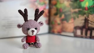 how to crochet a CHRISTMAS DEER part 1 head [upl. by Ahseat]