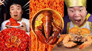 ASMR MUKBANG  fire noodle spicy seafood octopus King Crab Funny Eating Collection [upl. by Nairda]