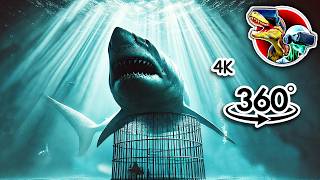 360° Scary Megalodon Shark like Bloop in Cage  360 vr video 4K [upl. by Daye]