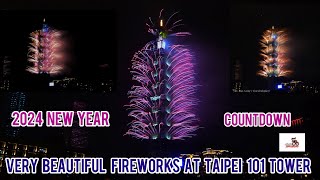 2024 New Year countdown at Taipei 101 Tower  Taiwan Happy New Year to everyone newyear countdown [upl. by Maibach]