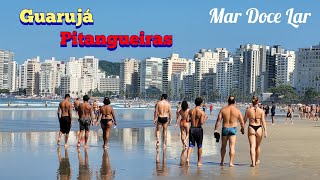 Guarujá  Praia das Pitangueiras Domingou e a praia tá assim 4K [upl. by Wedurn874]