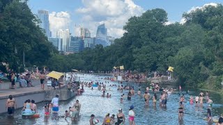 Swimming in Freezing Cold Springs Water at Barton Springs in Austin Texas Downtown [upl. by Anders]