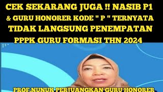 CEK SEKARANG  NASIB P1 amp GURU HONORER KODE quot P quot TERNYATA TIDAK LANGSUNG PENEMPATAN PPPK 2024 [upl. by Atniuq]