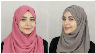 2 New Chiffon Hijab Tutorials  Muslim Queens by Mona [upl. by Arykat]