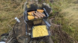 How to make Scrambled Eggs in the Wild with Firebox Stove amp 5 way Cast Iron [upl. by Ainel907]