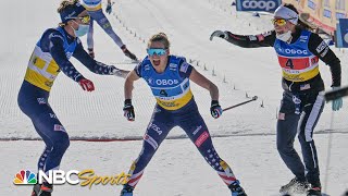 Jessie Diggins anchors Team USA to STUNNING UPSET in mixed team relay  NBC Sports [upl. by Kurman]